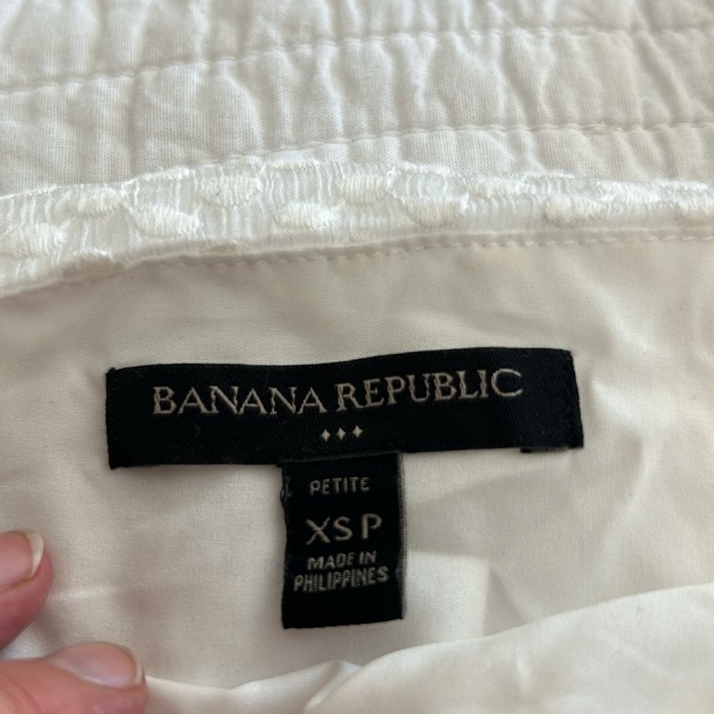 Banana republic square neck, white blouse with sheer sleeves, extra small petite - Picture 3 of 7